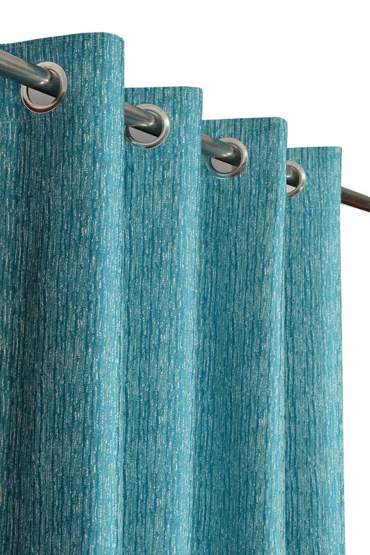 Exporthub Set of 2 Piece Heavy Quality Polyester Texture Design Aqua Blue Color Eyelet Door Curtains Door 7 feet Long EHSPR921_74 - Image 2