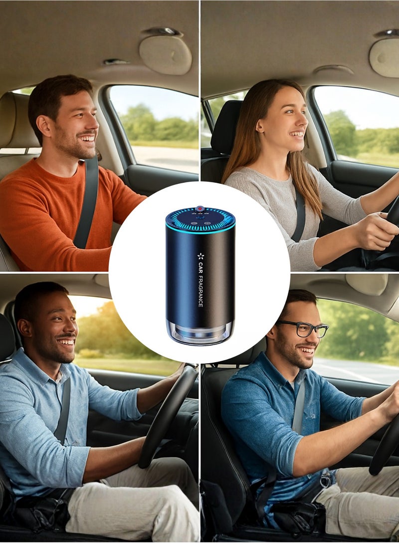 Smart Car Air Freshener Intelligent Car Diffuser with LED Ambient Light Rechargeable Automatic Start Stop Car Fragrance Atomizer Luxury Essential Oil Diffuser for Vehicles Home and Office - Image 2