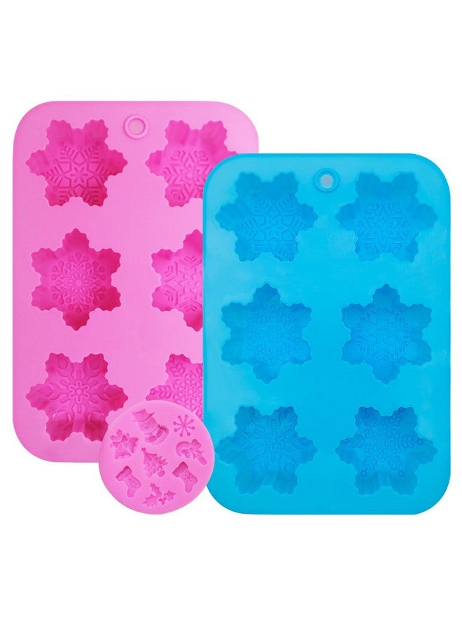 دانزي إكس قالب رقاقات الثلج من السيليكون، مجموعة من 3 قطع من DanziX، قالب صابون كيك سيليكون على شكل رقاقات ثلج، قوالب عيد الميلاد المصنوعة يدويًا - أشكال رقاقات ثلج غنية - Image 2