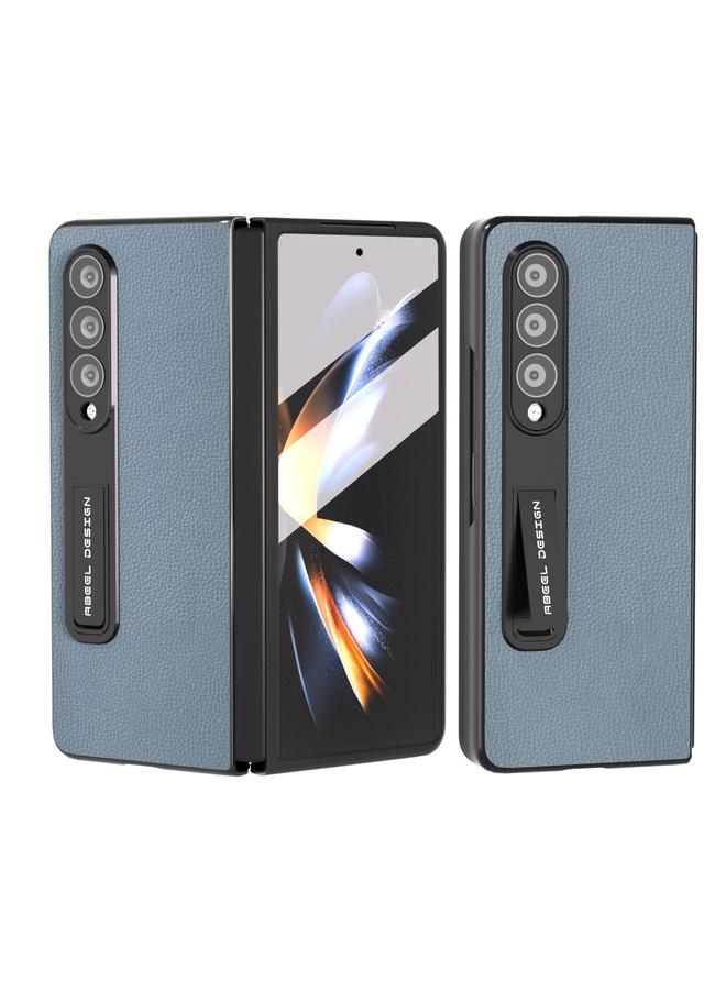 اس-توب جراب لهاتف Samsung Galaxy Z Fold3 5G بحافة سوداء مدمجة من الجلد الأصلي مع حامل - Image 1