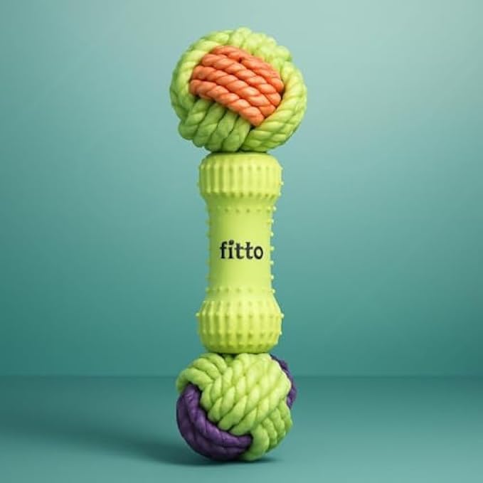 Fitto Dog Rope Toy 24x6.5cm - Assorted Color Durable Chew Tug Toy for Small Medium Dogs Puppies - Fetch, Dental Clean, Interactive Pet Toy - Image 1