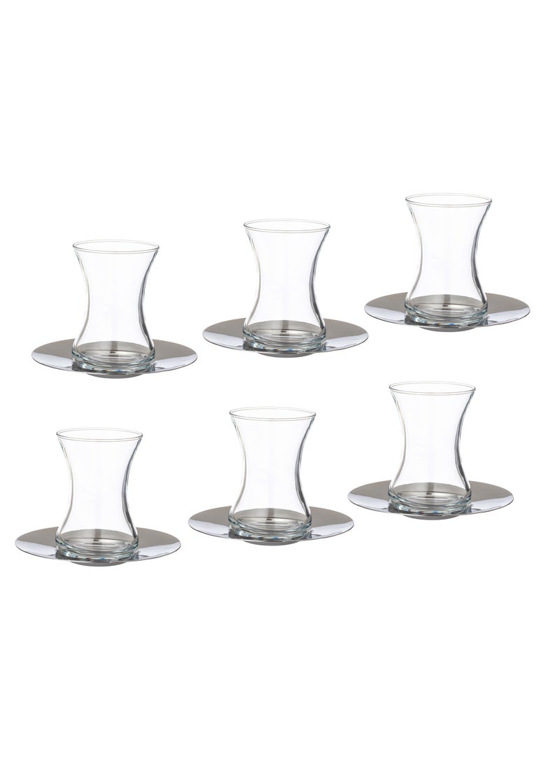 Green Apple Tea Glasses Set with Saucers – 6 Pieces - Image 2