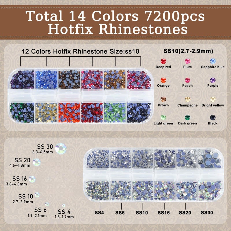 Batiyeer 11.8'' x 2 Yard Flock Rhinestone Kit Includes 14 Colors Hotfix Rhinestones Black Self Adhesive Flocking Template Material Flock Squeegee for Heat Transfer Crafts - Image 3