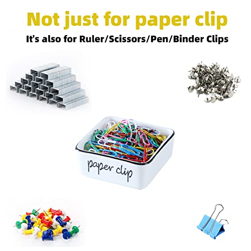 ONTUBE Ceramic Farmhouse Paper Clip Holders for Desk 3.3 Inch, White - Image 2