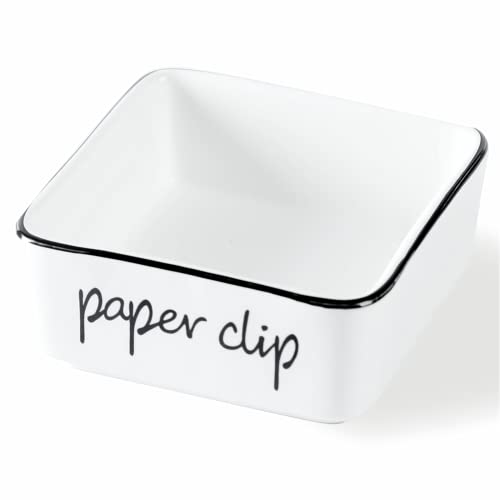 ONTUBE Ceramic Farmhouse Paper Clip Holders for Desk 3.3 Inch, White - Image 1
