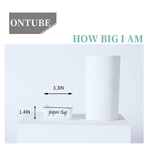 ONTUBE Ceramic Farmhouse Paper Clip Holders for Desk 3.3 Inch, White - Image 5