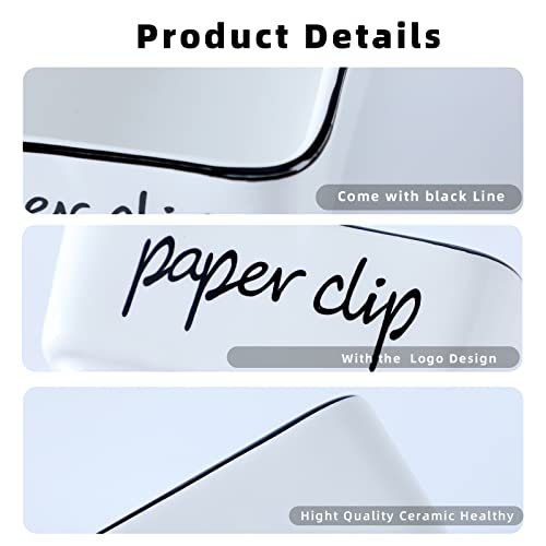 ONTUBE Ceramic Farmhouse Paper Clip Holders for Desk 3.3 Inch, White - Image 3