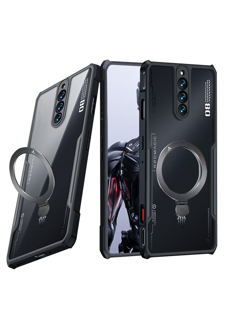 SYOSI Case for ZTE Nubia Red Magic 8 Pro / 8 Pro+ / 8S Pro / 8S Pro+, Soft TPU Bumper, Acrylic Back with Ring Stand Holder, Shockproof Cover for Redmagic, Black - Image 1