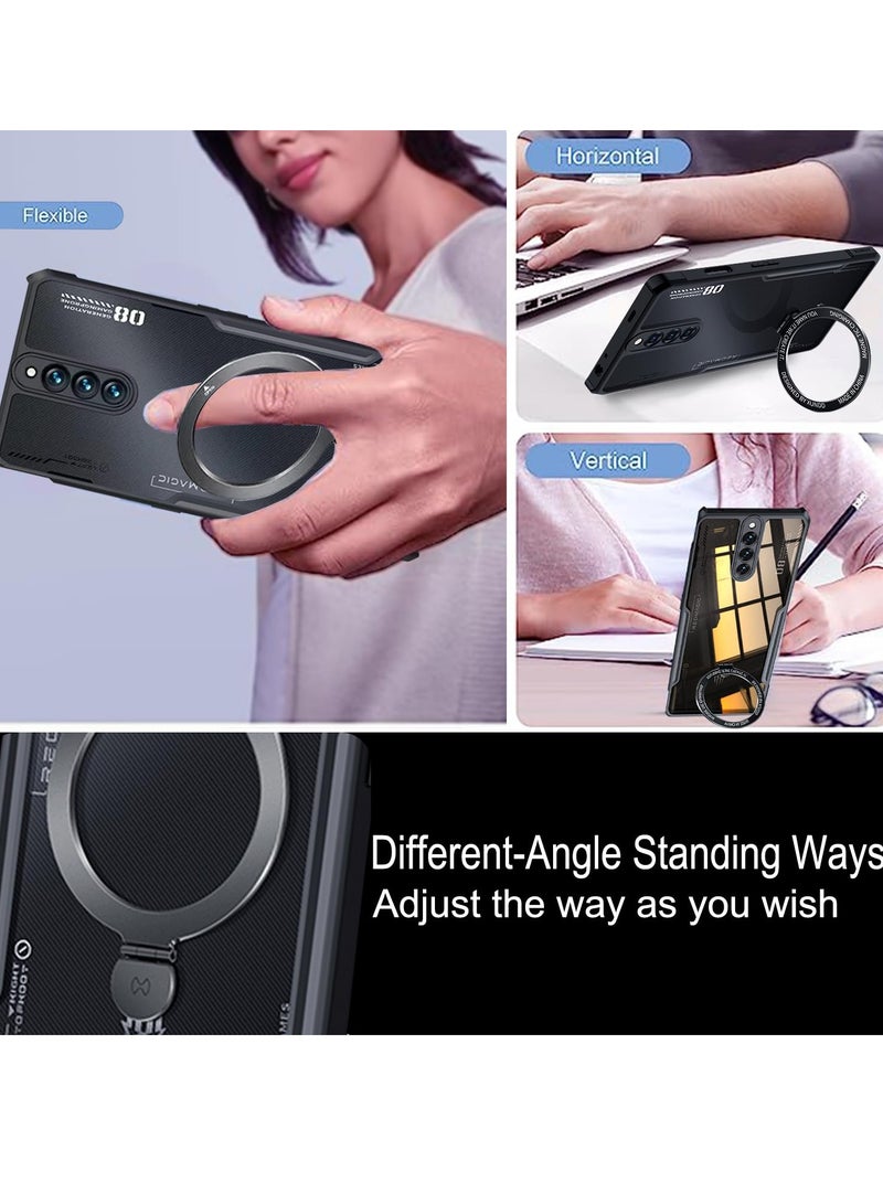 SYOSI Case for ZTE Nubia Red Magic 8 Pro / 8 Pro+ / 8S Pro / 8S Pro+, Soft TPU Bumper, Acrylic Back with Ring Stand Holder, Shockproof Cover for Redmagic, Black - Image 3