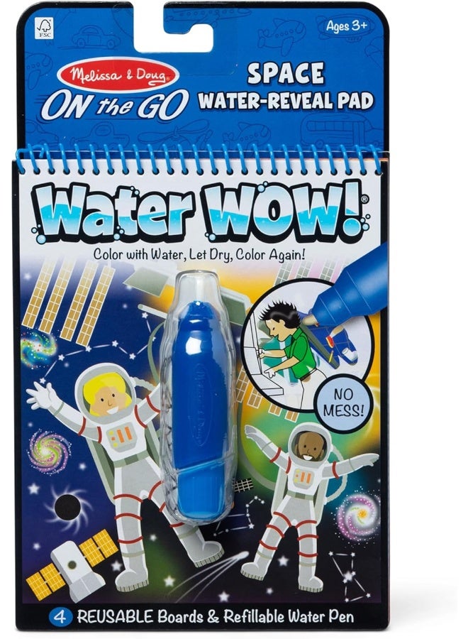 Melissa & Doug Water Wow – Space – Reusable Water-Reveal Activity Pad with Refillable Pen – 4 Color Pages with Hidden Space Scenes – Mess-Free Creative Fun for Kids Ages 3+ | MD30178 - Image 1
