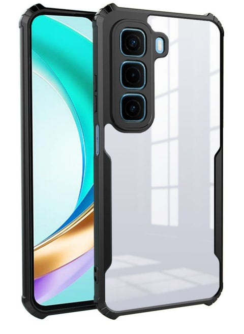 Infinix Hot50 4G الهاتف المحمول قذيفة ، رقيقة جدا وخفيفة الوزن لينة TPU الوفير ، تنطبق على Infinix Hot50 4G الاكريليك الغطاء الخلفي شفافة ، أسود
