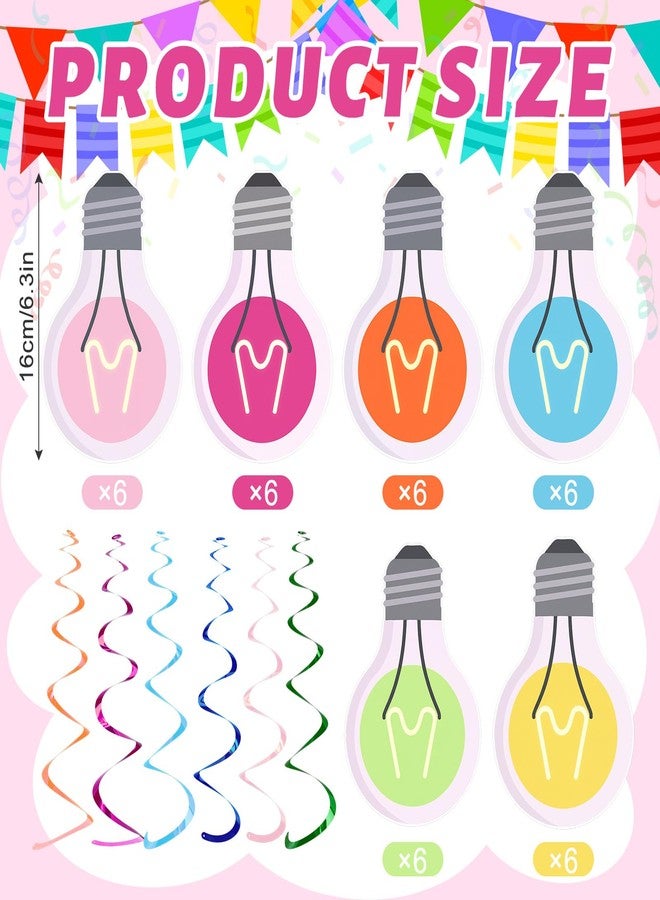 Eaasty 36 Pcs VBS Party Decorations Light Bulb Spiral Hanging Decorations 2026 Jesus Vacation Bible Supplies Paper Light Bulb Hanging Swirls for Summer Vocation Bible School Church Classroom - Image 2