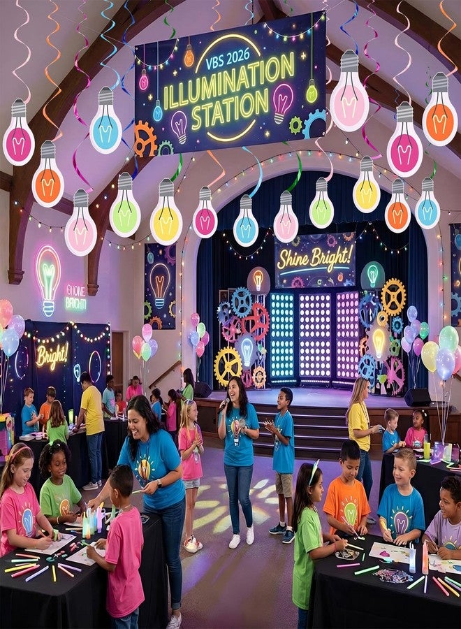 Eaasty 36 Pcs VBS Party Decorations Light Bulb Spiral Hanging Decorations 2026 Jesus Vacation Bible Supplies Paper Light Bulb Hanging Swirls for Summer Vocation Bible School Church Classroom - Image 3