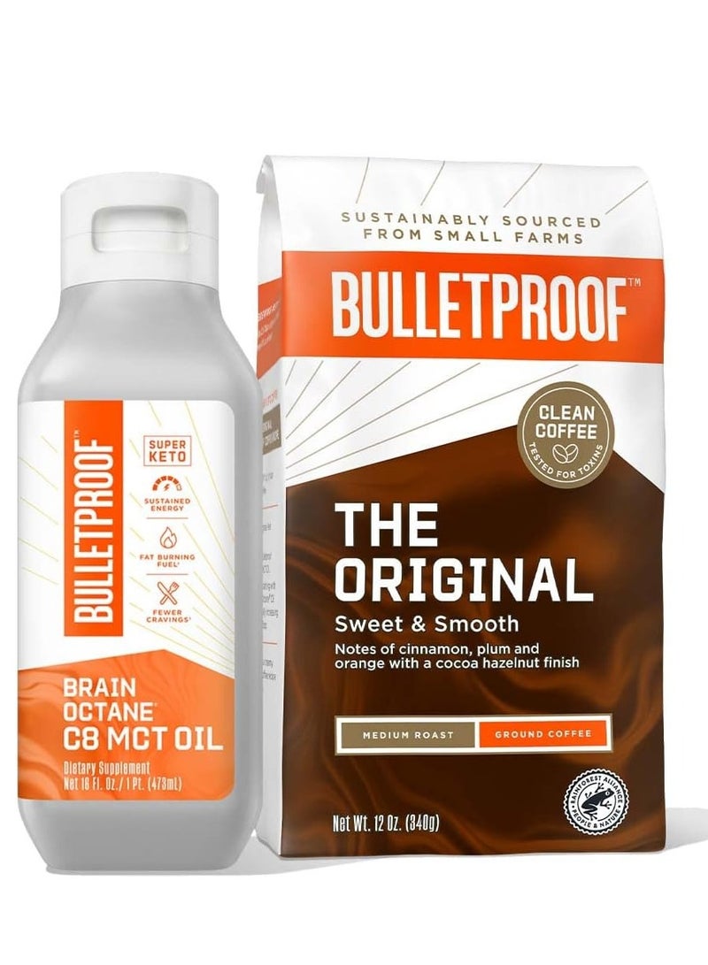 Bulletproof Ground Coffee and Brain Octane Oil Bundle Kit - 12oz/16oz - Image 1