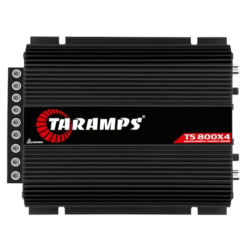 Taramp's Taramps TS 800x4 2 Ohms Black Multichannel Stereo Amplifier 800 Watts Rms, 4 Channels, Full Range, Car Audio Digital 2 Bridged Channel, Crossover High/Low Pass, with RCA and Automatic High Level Input - Image 1