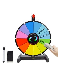 12 Inch Spinning Wheel For Prizes，12 Slots Tabletop Spinning Prize Wheel With Durable Plastic Base Dry Erase 2 Pointer For Fortune Spin Game Trade Show In Party Pub Carnival Games