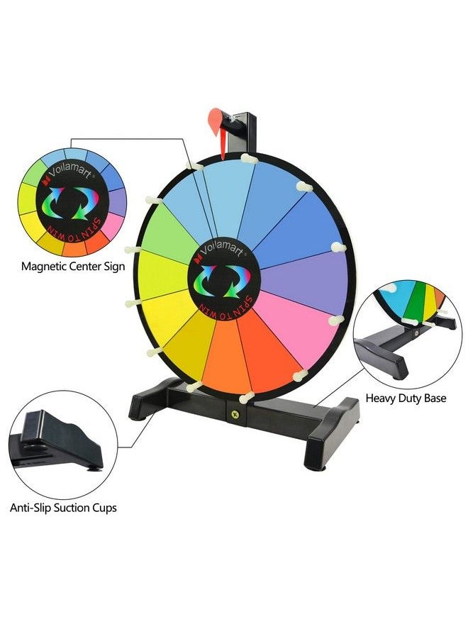 Voilamart - 12 Inch Spinning Wheel For Prizes，12 Slots Tabletop Spinning Prize Wheel With Durable Plastic Base Dry Erase 2 Pointer For Fortune Spin Game Trade Show In Party Pub Carnival Games - Image 1