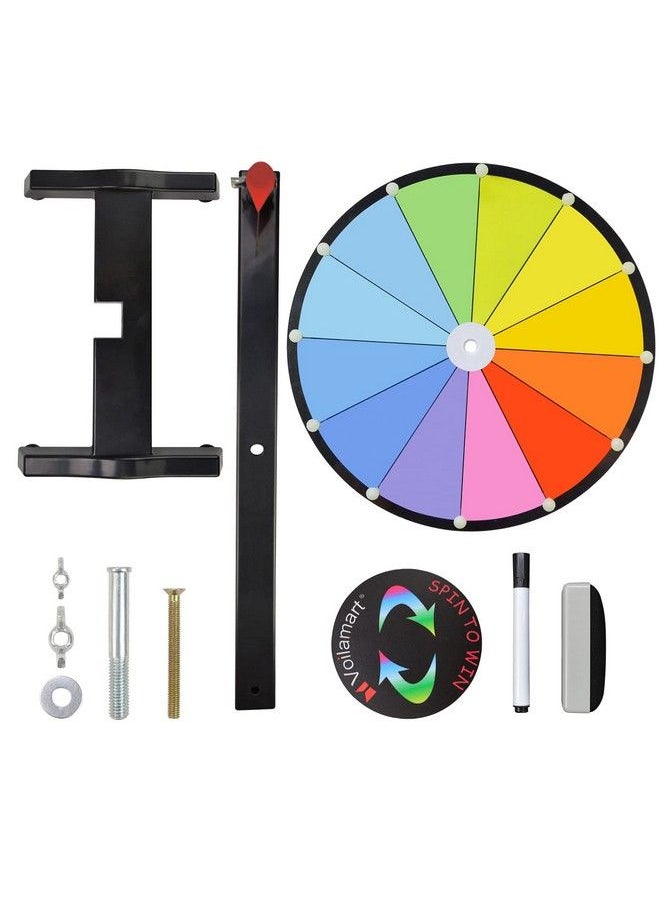 Voilamart - 12 Inch Spinning Wheel For Prizes，12 Slots Tabletop Spinning Prize Wheel With Durable Plastic Base Dry Erase 2 Pointer For Fortune Spin Game Trade Show In Party Pub Carnival Games - Image 1