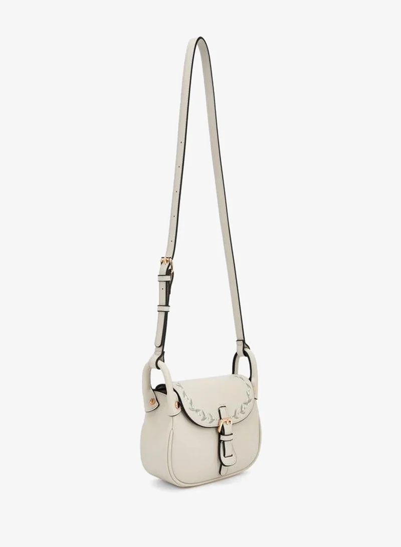 سيليست Embroidered Flap Crossbody Bag With Button Closure
