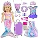 ibayda Mermaid 18 inch Doll Clothes and Doll Accessories Case Luggage Travel Play Set Include Suitcase Dresses Bag Camera Glasses Pillow Eyeshade Etc No Doll - Image 4