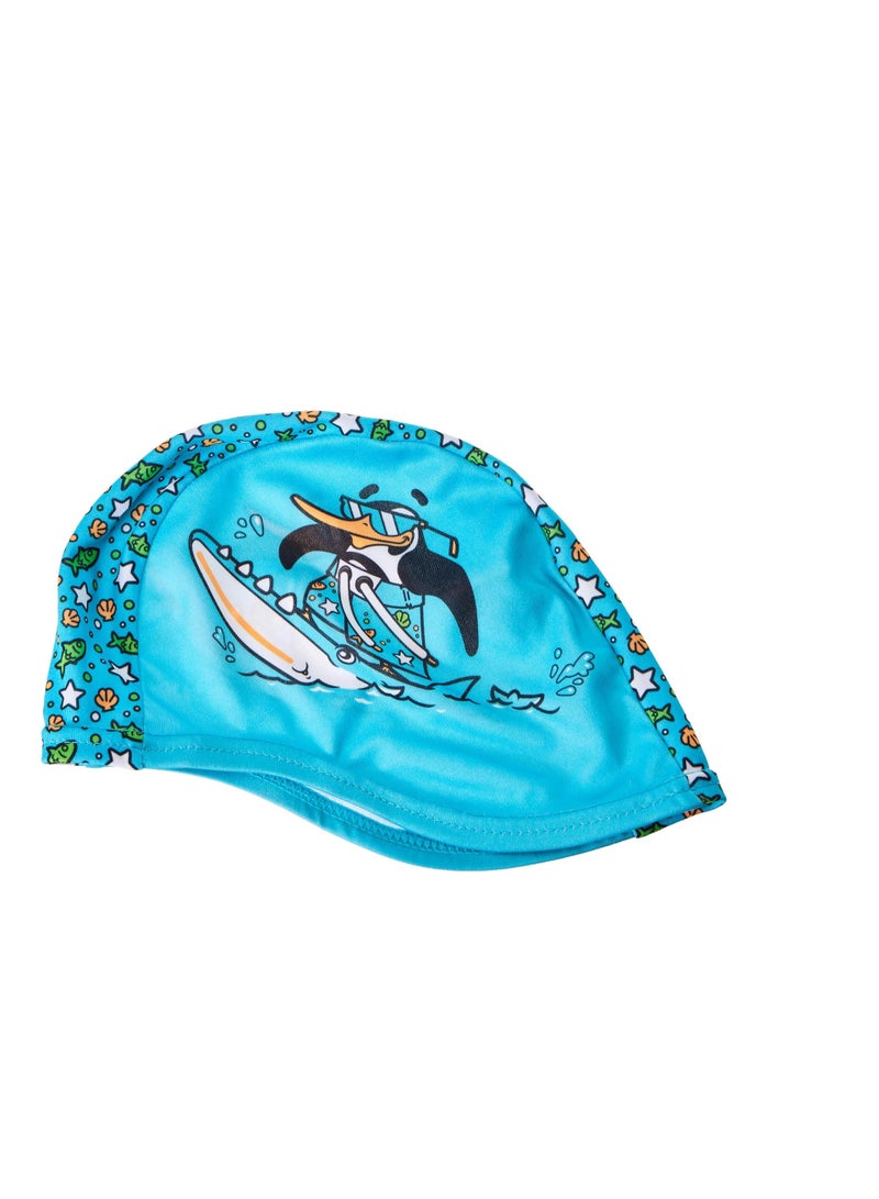 سبيدو قبعة سباحة سيبو للأطفال الرضع، باللون الأزرق – بوليستر مطبوع، مثالية للأطفال من 2 إلى 6 سنوات - Image 2