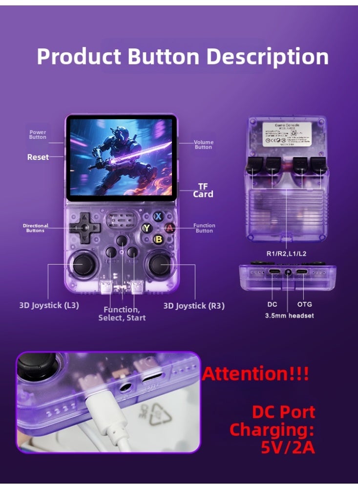R36S Retro Game Console 64GB TF Card Preinstalled 16000+ Games 50+ Emulators 3.5 Inch Ips Screen Linux System 3200Mah Battery 8 Hours Playtime Type C Fast Charging Wifi Online Battle Portable Handheld Game Player For Travel Home Entertainment - Image 2