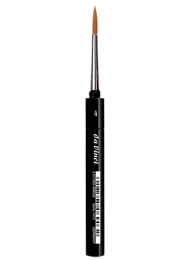 da Vinci Travel Series 1573 CosmoTop Spin Watercolor Brush, Round Synthetic with Protective Case Handle, 4