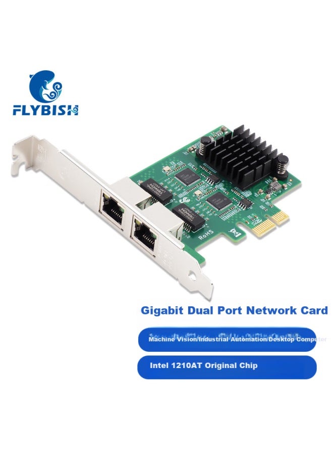 Flybish Na210-t2m Pciex4 Dual-port Gigabit Ethernet Card For Industrial Automation With Stable Transmission, Based On I210 Controller, Supports Industrial-grade Camera Visio