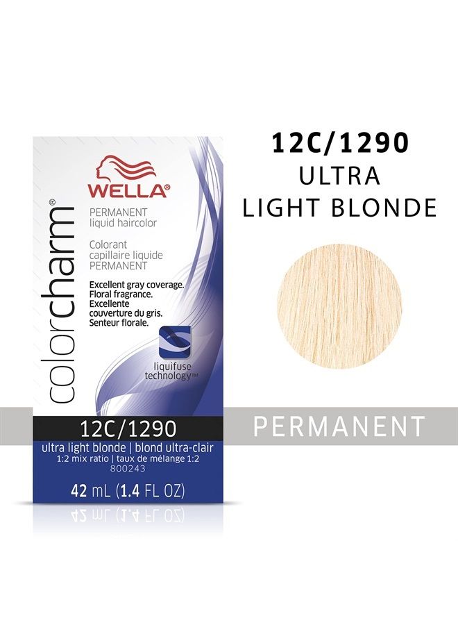 WELLA Color Charm صبغة شعر سائلة دائمة لتغطية الشيب، 12C أشقر فاتح جداً - Image 2