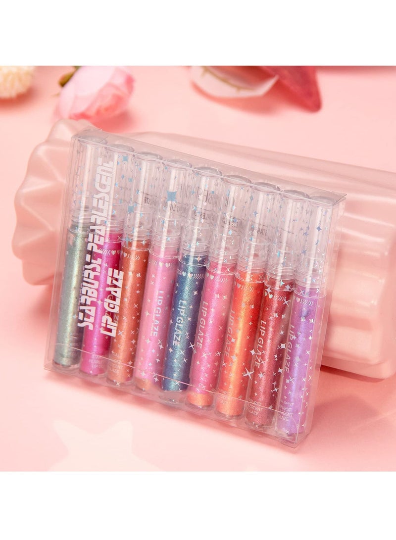 KASTWAVE Glitter Liquid Lipsticks Set 9 Colors Glitter Diamond Shining Lip Gloss Set Long Lasting Waterproof Shimmer Metallic Lipstick for Women Lips Make Up Set, Non Toxic, Birthday Gift, Party Gift. - Image 1
