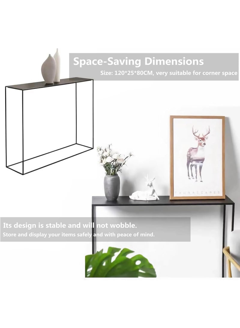 شاربدو طاولة شرفة جديدة على الطراز الصيني لغرفة المعيشة، ورف حديدي للظهر، مقاس 100*25*80 سم - Image 3