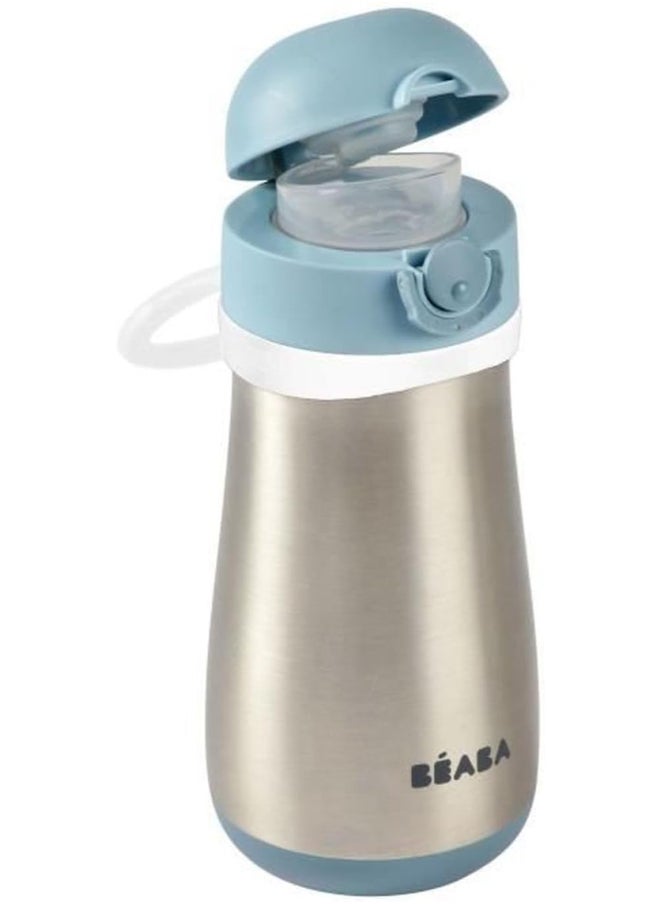 BEABA - Stainless Steel Bottle 350 Ml With Handle Windy Blue - Image 1