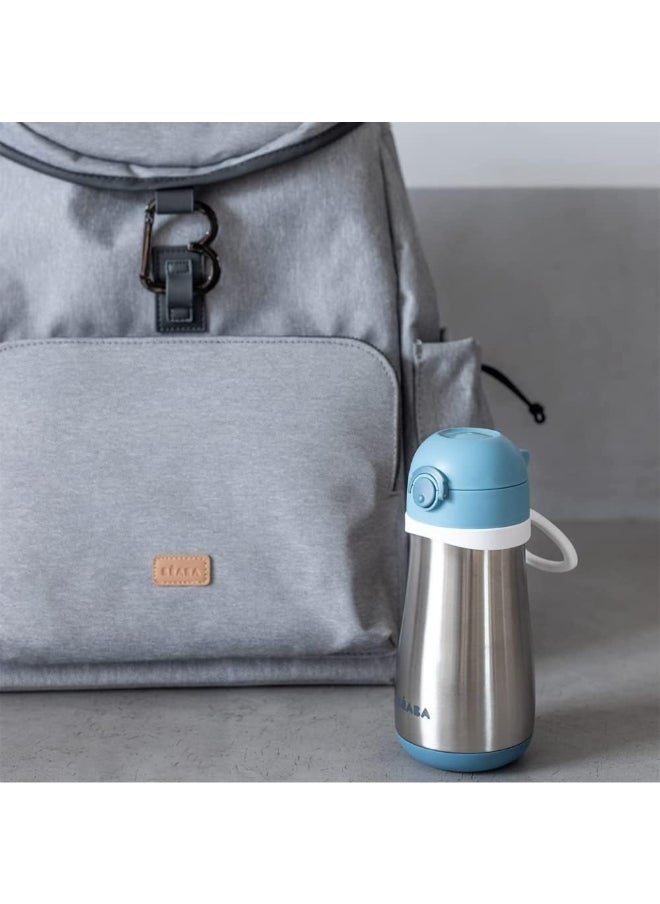 BEABA - Stainless Steel Bottle 350 Ml With Handle Windy Blue - Image 1