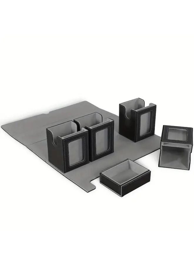 Black Gray 5 in 1 Magnetic Closure Card Deck Box for MTG TCG Holds 400 Double Sleeved Cards - Image 2