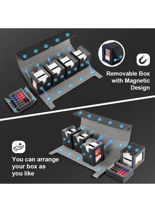 Black Gray 5 in 1 Magnetic Closure Card Deck Box for MTG TCG Holds 400 Double Sleeved Cards - Image 4