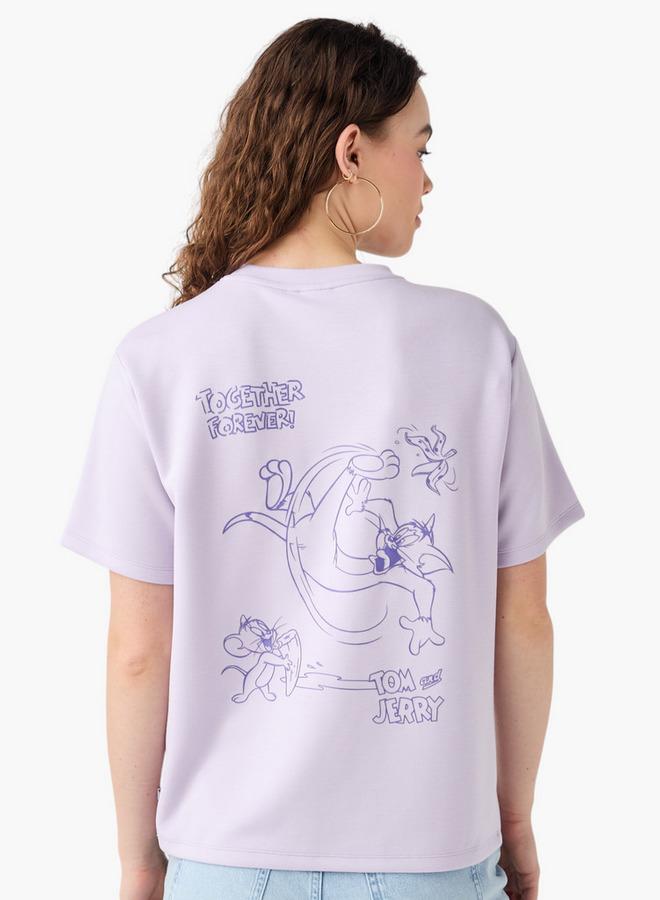 اس بي كاركترز تيشيرت توم وجيري بطبعة ورقبة دائرية وأكمام قصيرة - Image 3