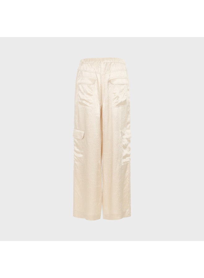 Zara women's Minimalist Solid Color Smooth Large Pocket Cargo Pants - Slimming, Tall-legthening, Soft Wide-leg Trousers For Casual Wear - Image 3
