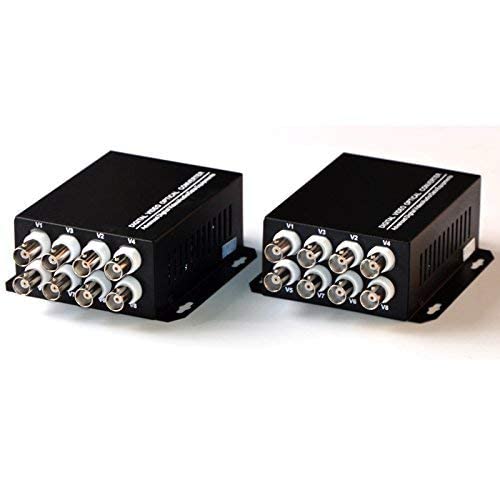 Hanutech 8-Channel BNC to Fiber Optic Converter, Digital Video Audio & Data Fiber Media Converter, 960P HD Transmission Over Single Fiber Up to 20KM - Image 1