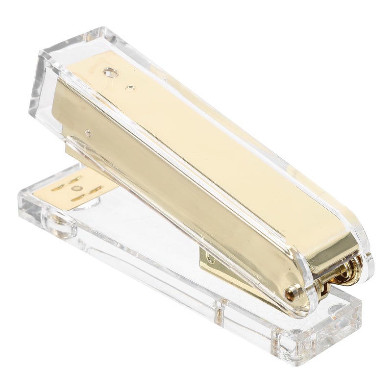 Gold Acrylic Heavy Duty Compact Desk Stapler for Student and Office Use - Image 2
