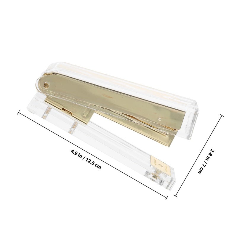 Gold Acrylic Heavy Duty Compact Desk Stapler for Student and Office Use - Image 3