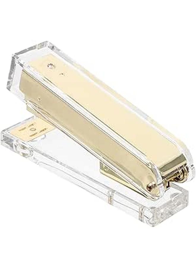 Gold Acrylic Heavy Duty Compact Desk Stapler for Student and Office Use - Image 1