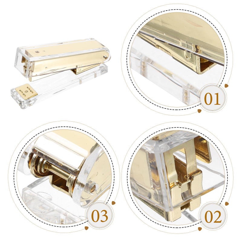 Gold Acrylic Heavy Duty Compact Desk Stapler for Student and Office Use - Image 4