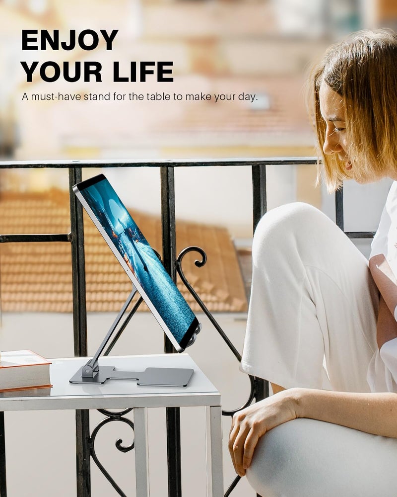 Anozer Tablet Stand,Adjustable Tablet Holder for Desk,Foldable for iPad Stand Dock Holder for iPad Air 5/4/Mini 6/Mini 5/10.2/Pro 12.9/Pro 11,Portable Monitor,Surface (4-13 inch)-Grey - Image 4