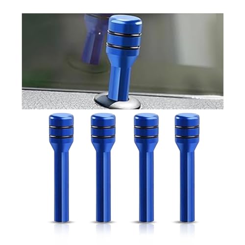 GLSOWEE 4PCS Car Door Lock Knobs 196047 Inch Door Lift Bolt Auto Inner Door Pull Pins Aluminum Alloy Door Lock Cover Decor Universal Car Accessories for Most Cars Trucks Blue - Image 1