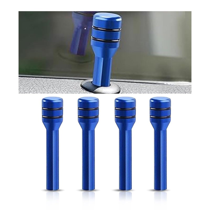 GLSOWEE 4PCS Car Door Lock Knobs 196047 Inch Door Lift Bolt Auto Inner Door Pull Pins Aluminum Alloy Door Lock Cover Decor Universal Car Accessories for Most Cars Trucks Blue - Image 3