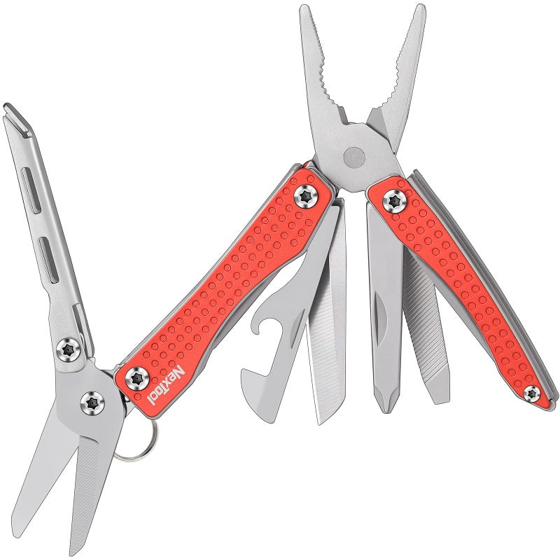 Nextool Nextool EDC Keychain Multitool, 10 in 1 Mini Pocket Knife Multi Tool with Needlenose Pliers, Scissors, Mini Useful Cool Gadgets for Men, Father's Day Gifts from Daughter-Red  - Image 1