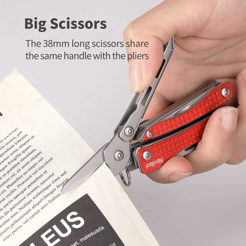 Nextool Nextool EDC Keychain Multitool, 10 in 1 Mini Pocket Knife Multi Tool with Needlenose Pliers, Scissors, Mini Useful Cool Gadgets for Men, Father's Day Gifts from Daughter-Red  - Image 3