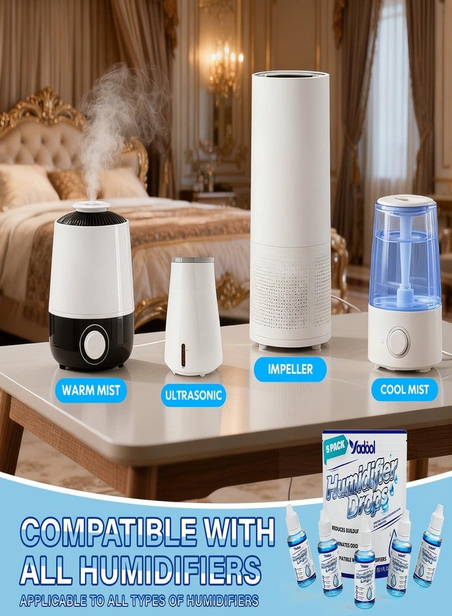 Yadool [5 Pack] Humidifier Cleaner Drops, Humidifier Water Treatment Cleaning Solution for All Makes & Models - Slows Buildup & Scaling - Deeply Cleans & Deodorizes Water - 500+ Day Supply - Image 4