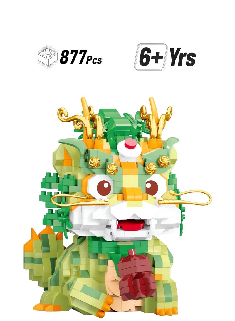 SYOSI Auspicious Dragon 2024 Building Set for Adults，Small Cute Animals Lion Dance Auspicious Lunar New Year Home Decor,STEM Educational Toys Theme for Kid Boy Girl Adult 877 Pcs - Image 1