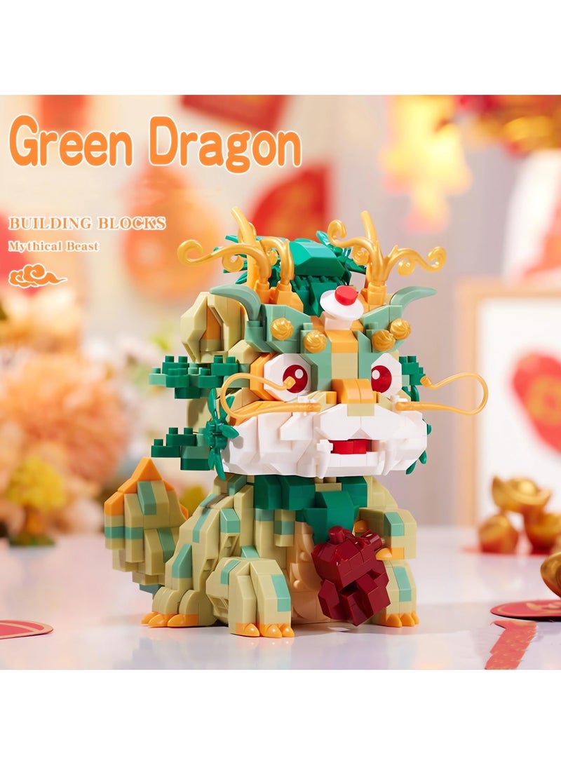 SYOSI Auspicious Dragon 2024 Building Set for Adults，Small Cute Animals Lion Dance Auspicious Lunar New Year Home Decor,STEM Educational Toys Theme for Kid Boy Girl Adult 877 Pcs - Image 2